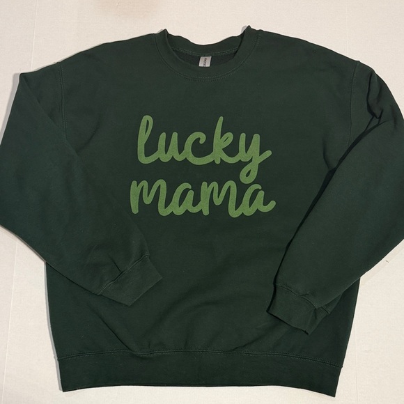 Lucky Mama Green Sweatshirt Large - Picture 1 of 3